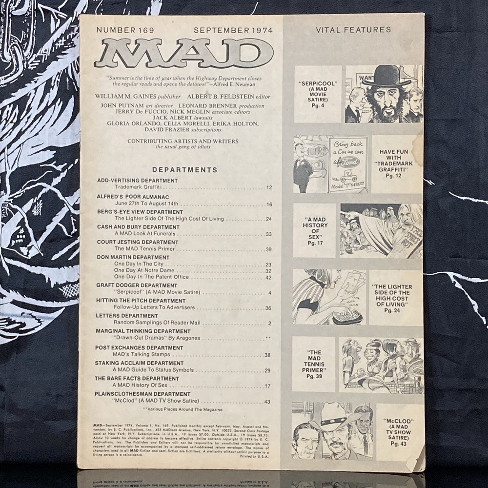 Vintage MAD Magazine September 1974 No 169 (Comic Only No Cover)