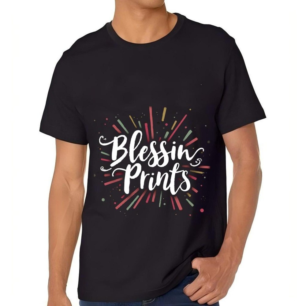 Stylish  Short Sleeve T-Shirt for Men - ' Blessin ' Prints ' Cursive -All cotton