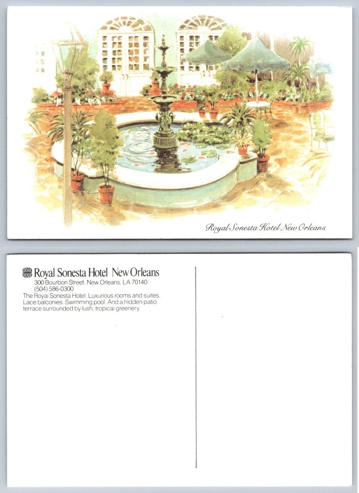 Royal Sonesta Hotel New Orleans Courtyard Fountain Art Postcard Unposted