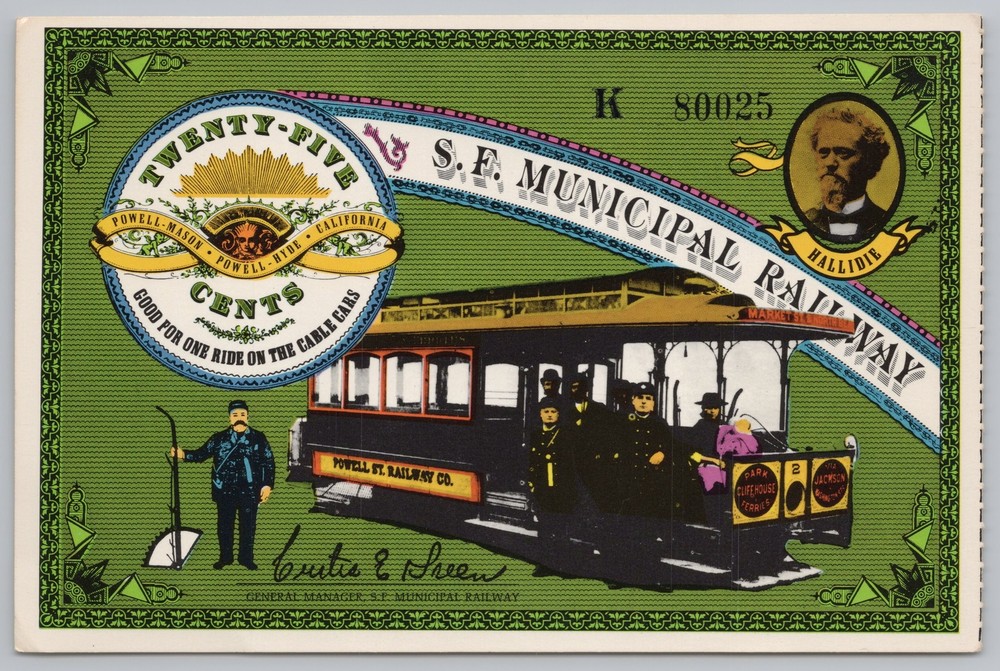 Transportation~SF Municipal Railway Card Cable Car~Continental Postcard