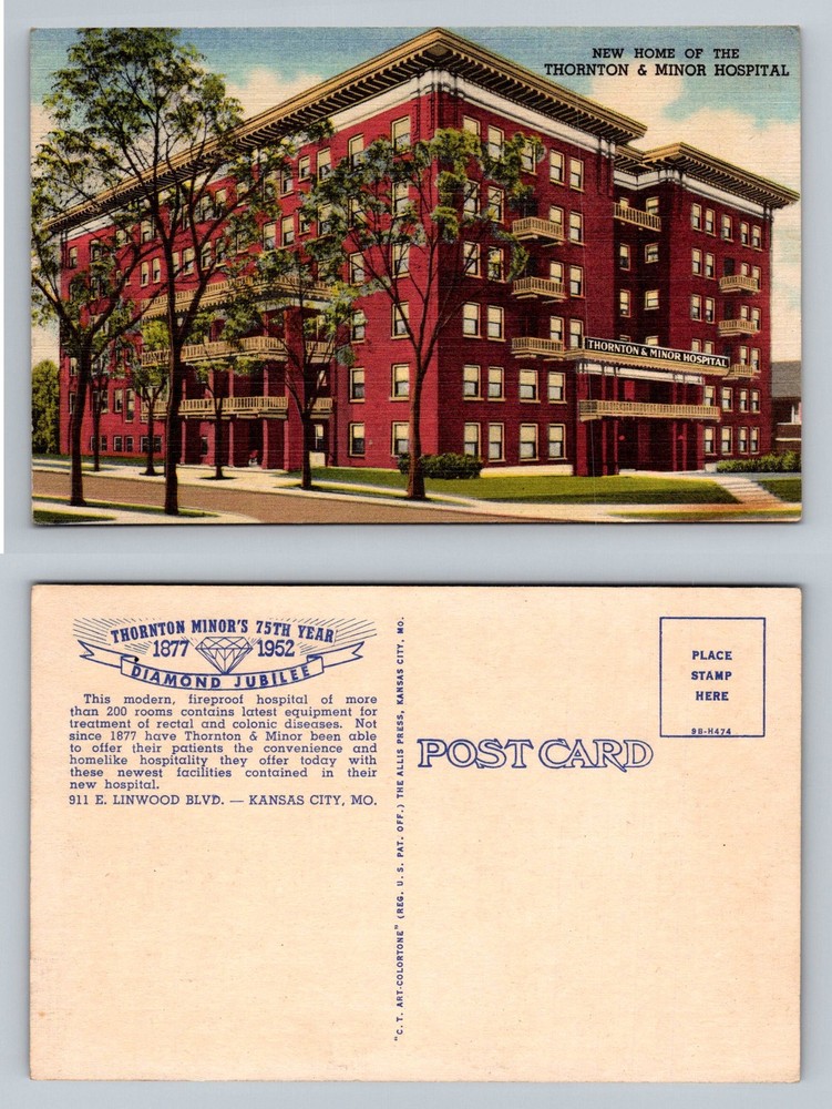 Kansas City, MO-Missouri, Thornton Minor Hospital Linwood Blvd Vintage Postcard