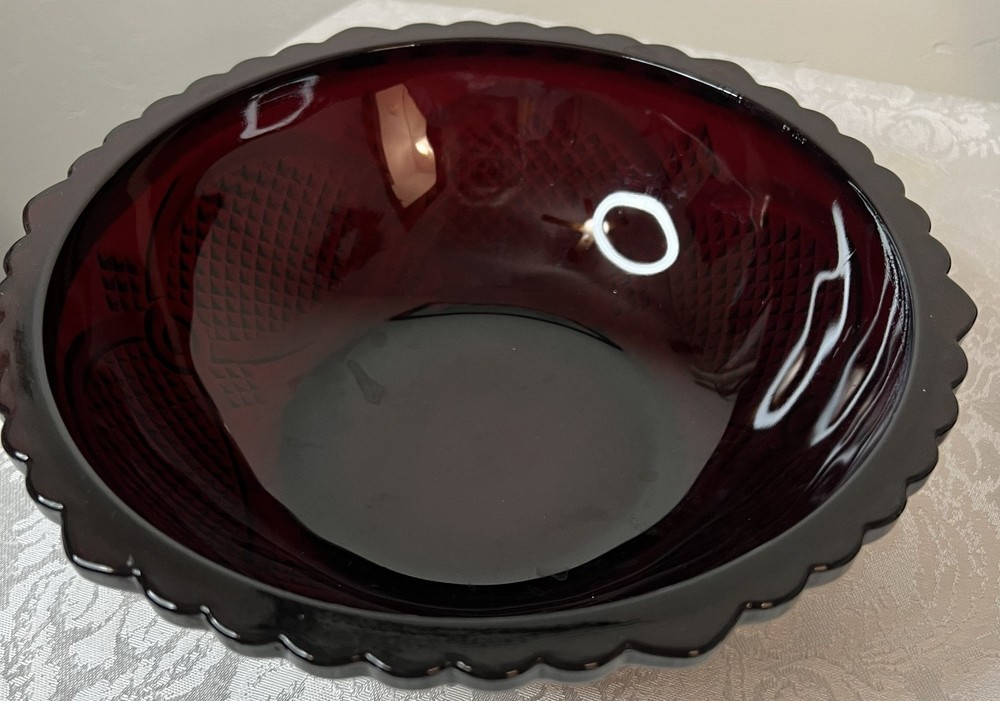 Avon Cape Cod Ruby Red Glass Large Serving Bowl 8.5