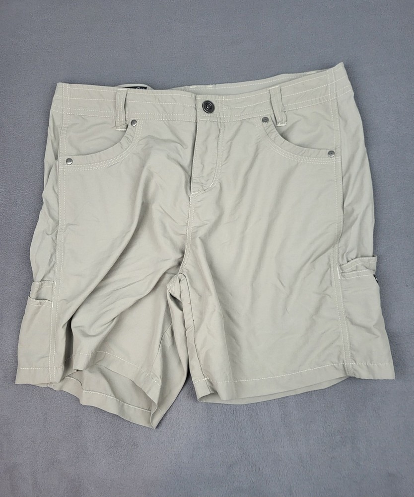 KÜHL Splash Hiking Shorts Womens Tan Khaki Cargo Pockets Size 10 Stretch Outdoor