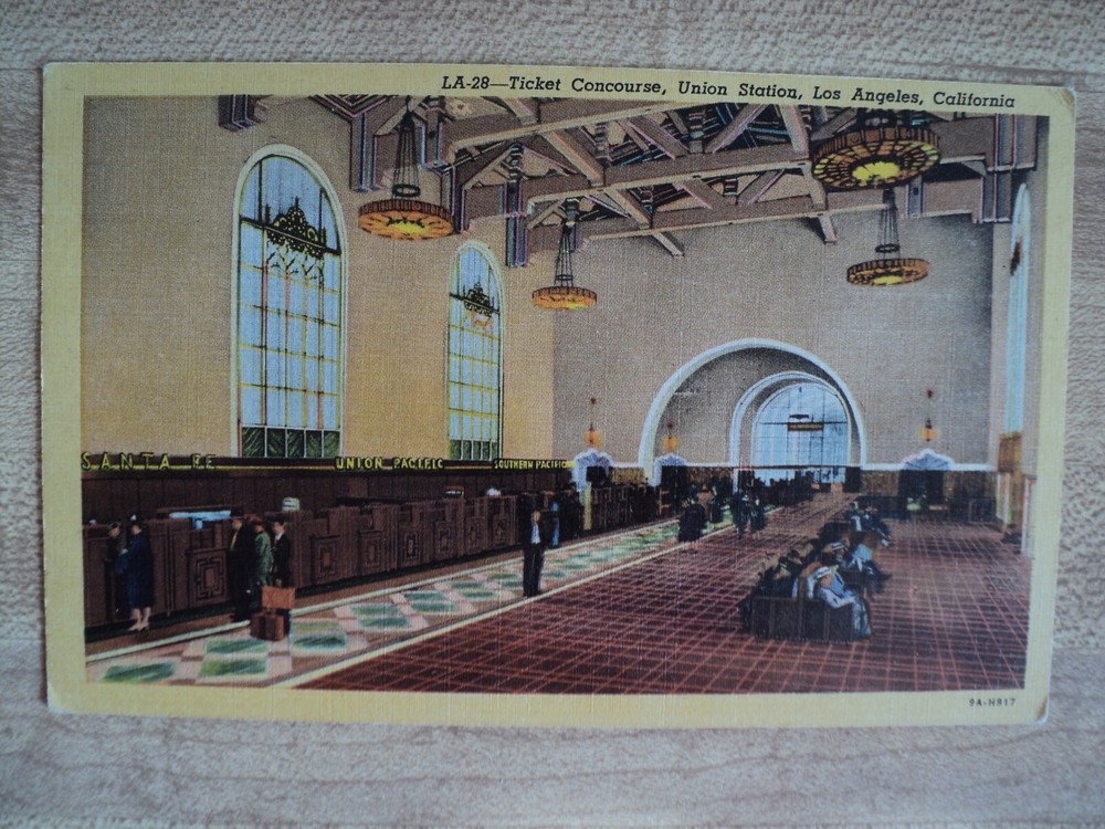 Los Angeles CA California Union Station Railroad Depot Ticket Concourse Postcard