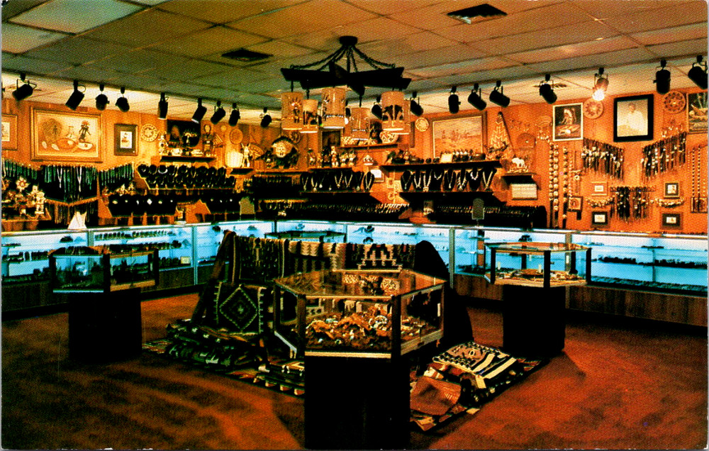 Vintage Postcard Gilbert Ortega's Indian Arts Gallup New Mexico Showroom