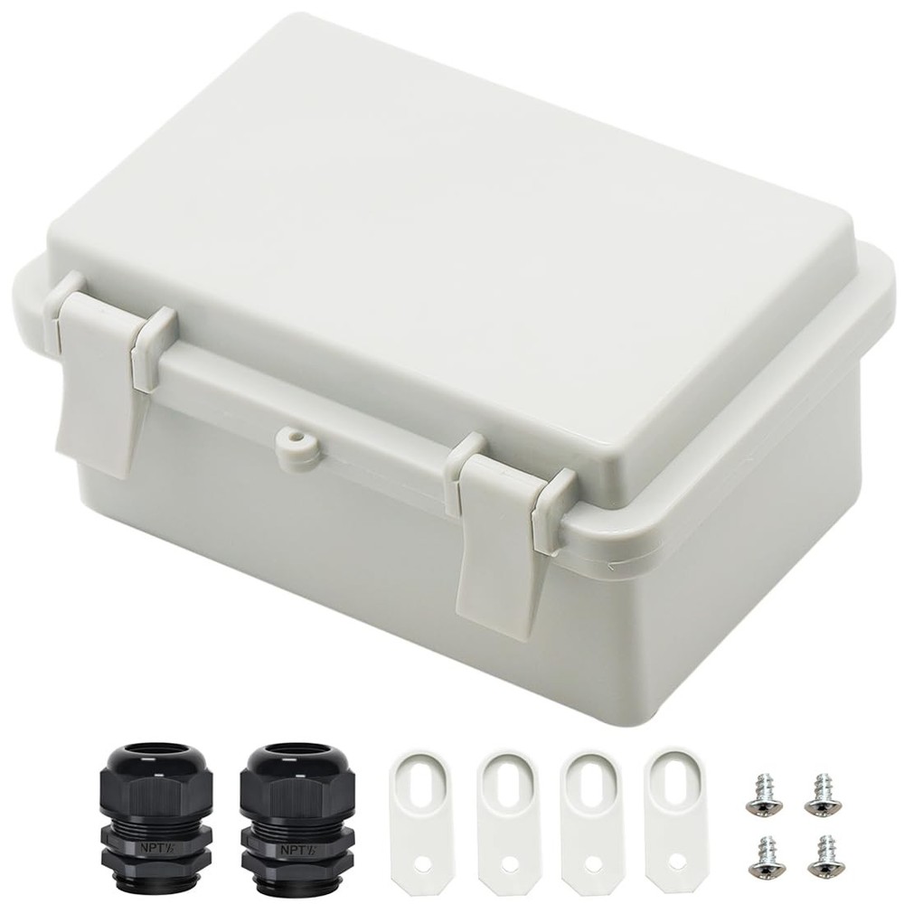 Zulkit Ip65 Waterproof Abs Plastic Electrical Box - Hinged Shell, 2 Ca-image