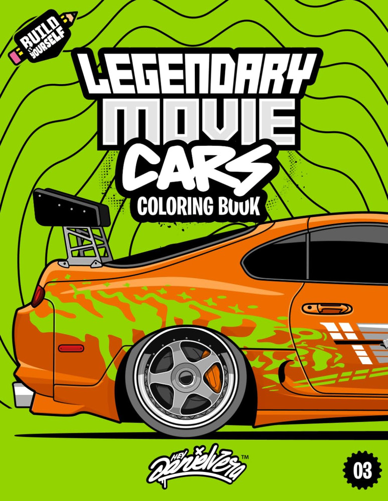 Legendary Movie Cars Coloring Book: Fun Automotive Adventure with 45 Coloring Pa