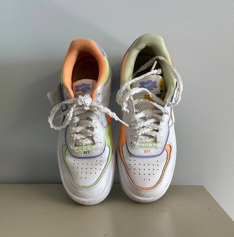Nike Air Force 1 Shadow White/White-Peach Cream, DX3718-100 Womens Size 7.5
