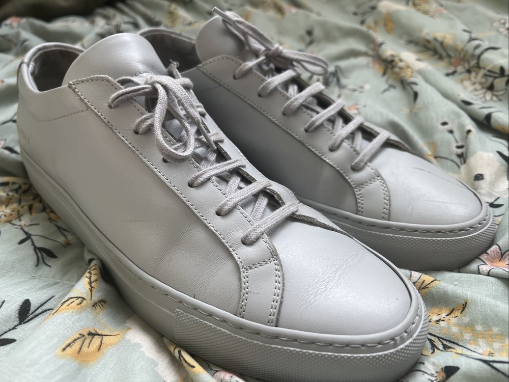 Common Projects Achilles Low Gray Leather Sneakers Size 42 EU / 9 US Made Italy-image