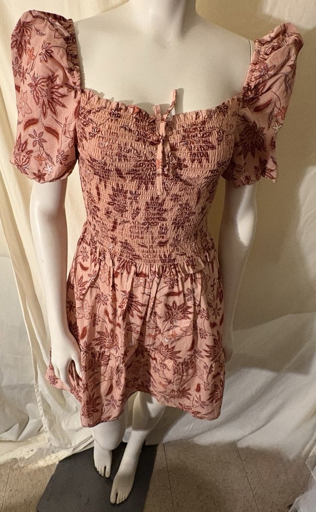 BB Dakota Steve Madden Cotton Candy Floral Smocked Mini Dress Pink [Size]XS