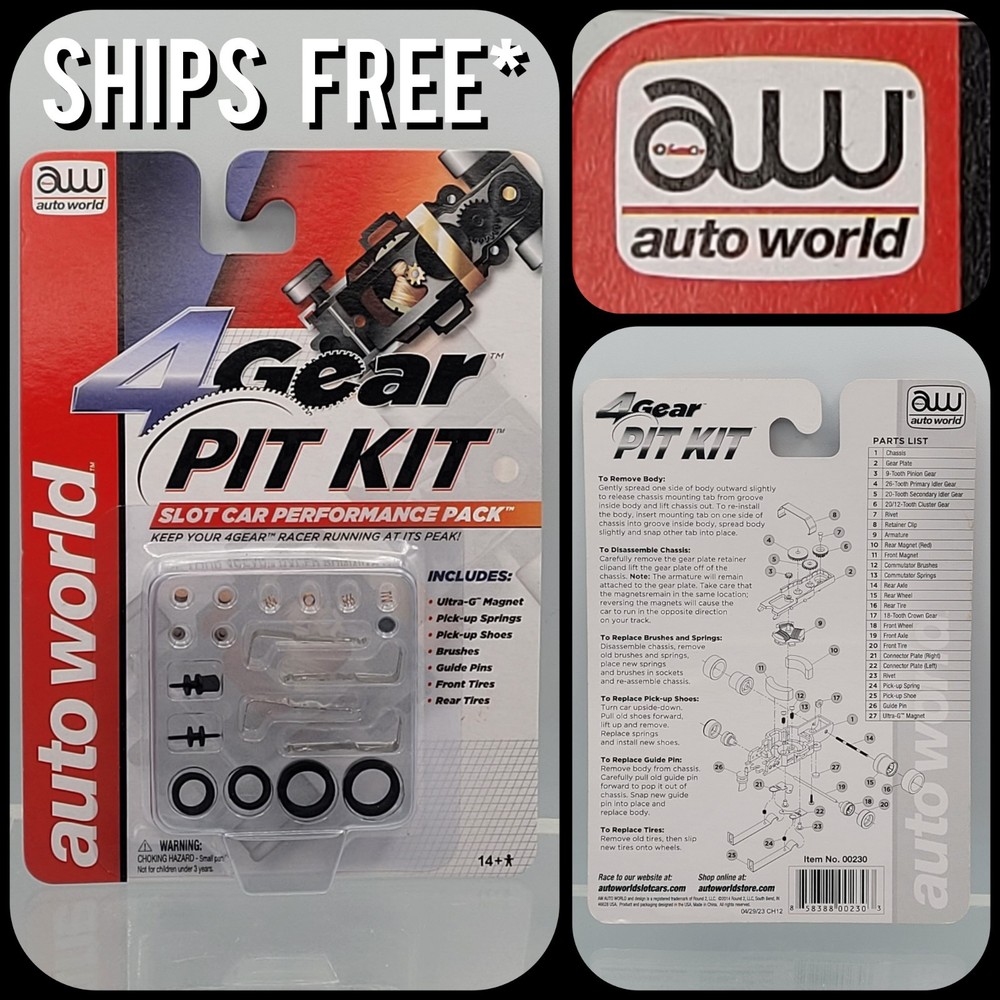 AUTO WORLD 00230 4Gear Pit Kit HO Scale Slot Car Performance Kit