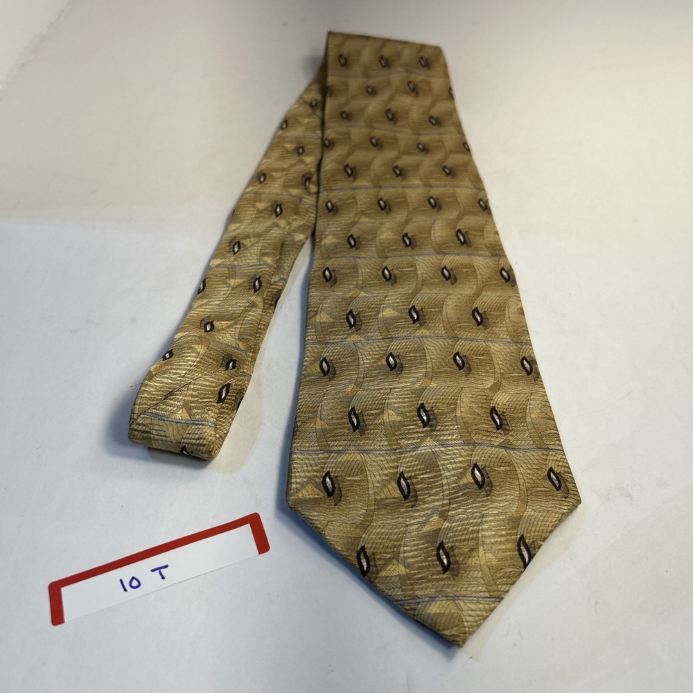 Gianfranco Ruffini Tie Italy Tan Gold Silk Necktie