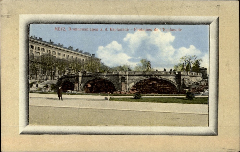 Fountains Esplanade Metz Moselle France vintage postcard s217