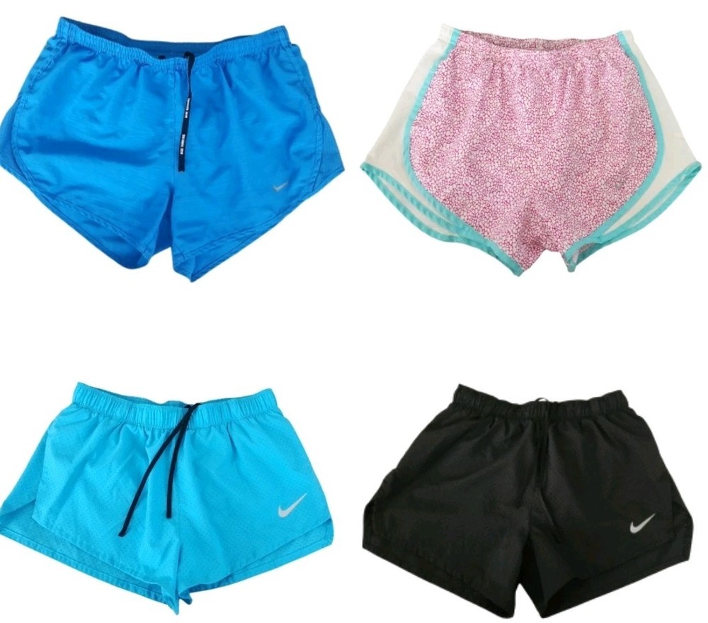 Nike Women's Dri-Fit Bundle Lot Of 4 Drawstring Lined Tempo Running Shorts! S