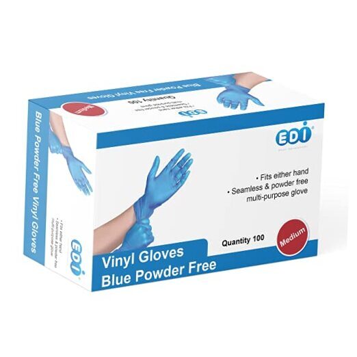 Disposable Vinyl Gloves (Blue) - Powder-Free, Latex-Free Medium (Pack of 100)