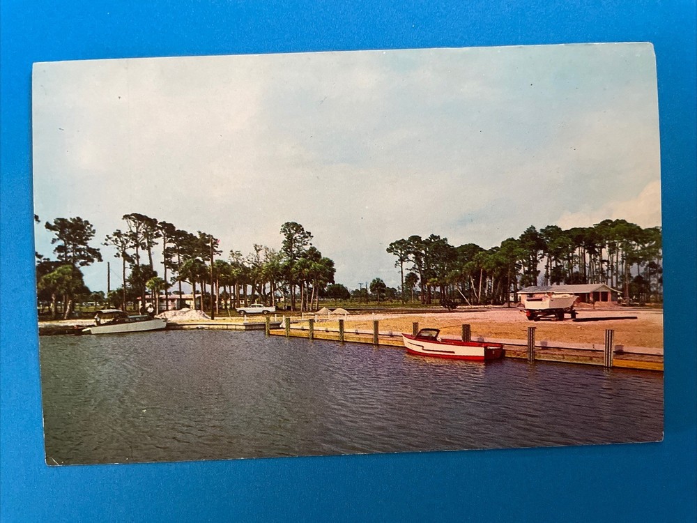 Punta Gorda Florida FL Charlotte Park Marina Docks Vintage Postcard