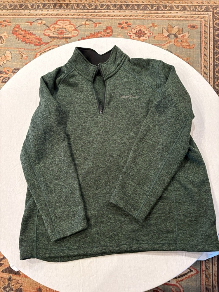 Eddie Bauer Pullover Green Quarter Zip Long Sleeve Sweater Men's Size XXL