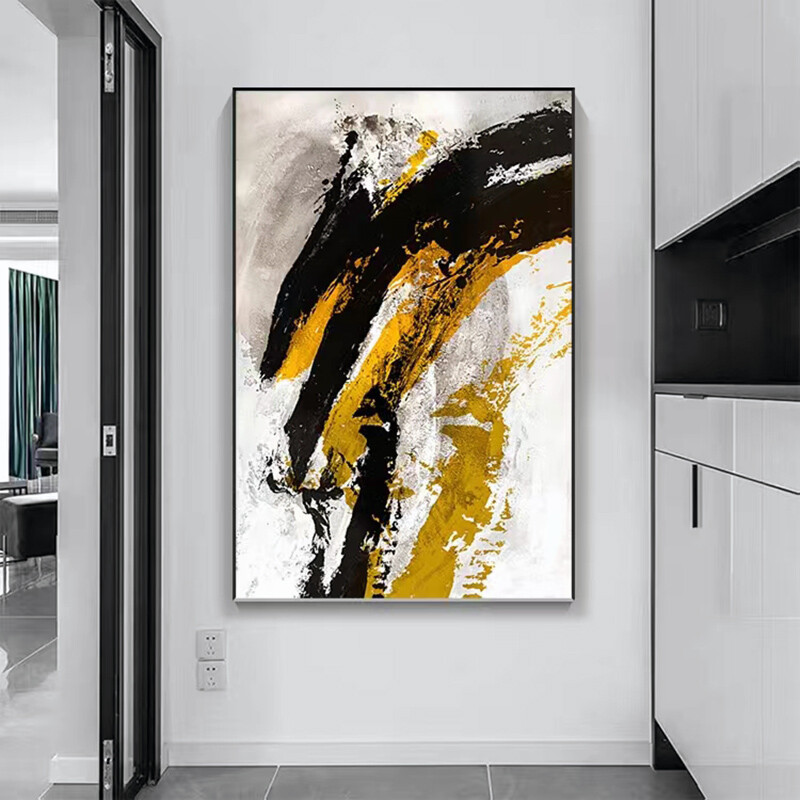 Black, White Abstract Hand-painted Oil Painting Living Room Aisle Decoration