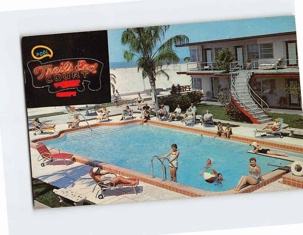 Postcard Tropical Luxury Trails End Motel St Petersburg Florida USA