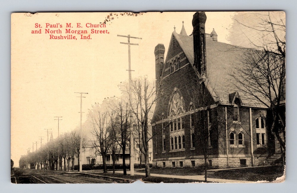 Rushville IN-Indiana St Paul's ME Church North Morgan Street Vintage Postcard