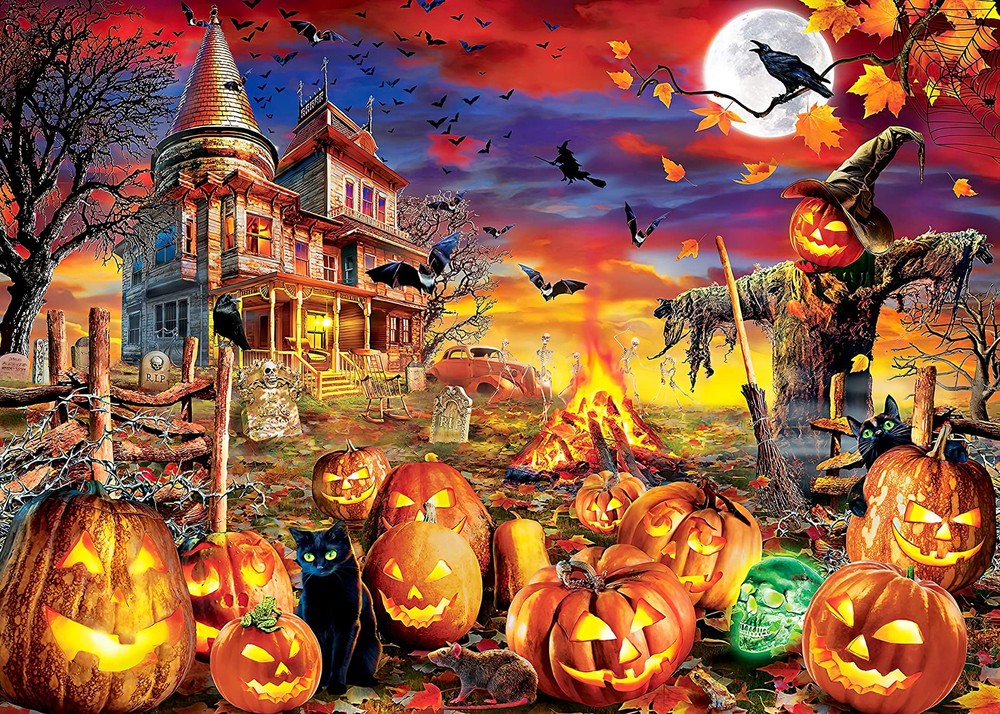 WAPAG Halloween Puzzles for Adults 1000 Piece Wooden Jigsaw Puzzles 1000 Piec...