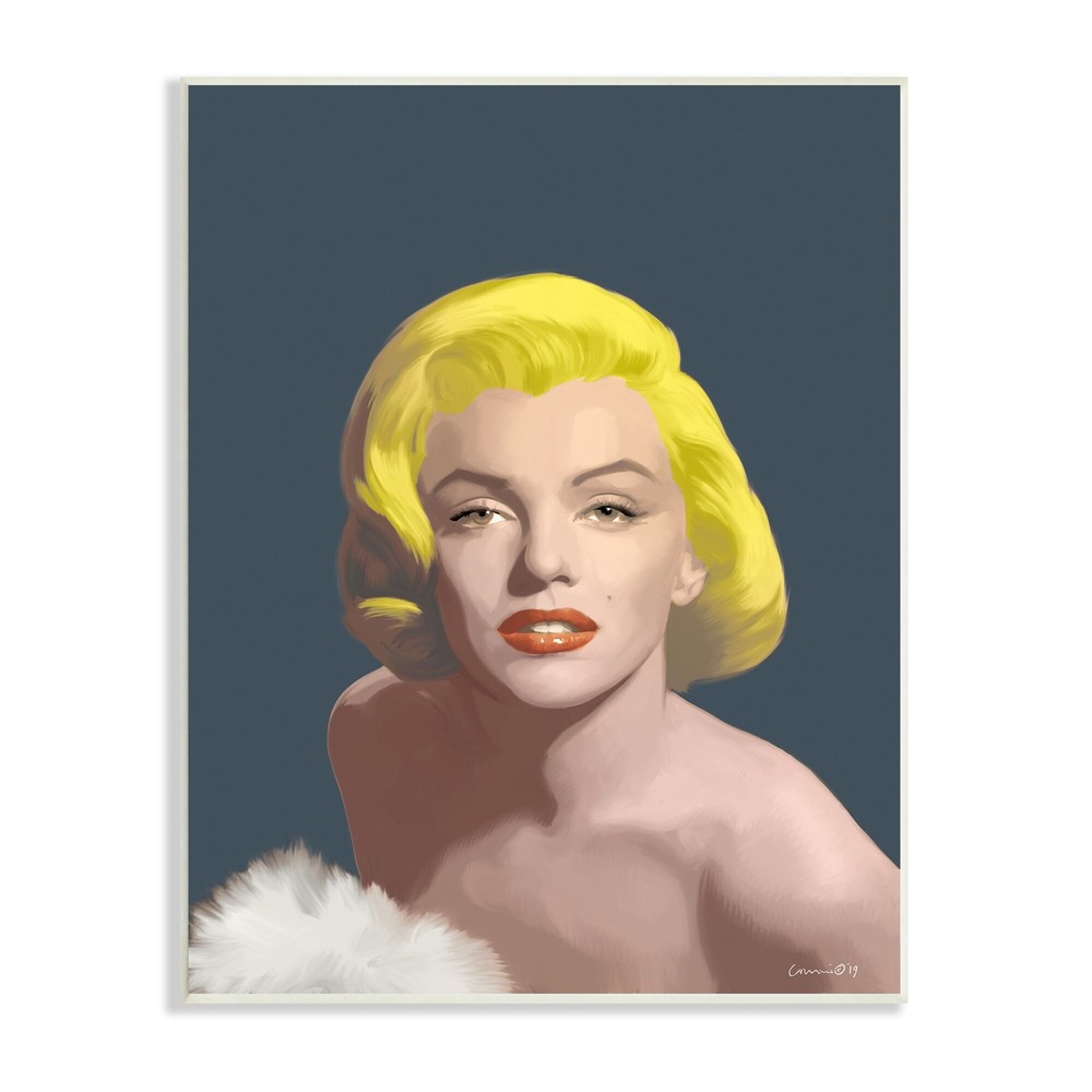 Stupell Blonde Pop Vintage Marilyn Fashion Icon over Blue  10 x 15