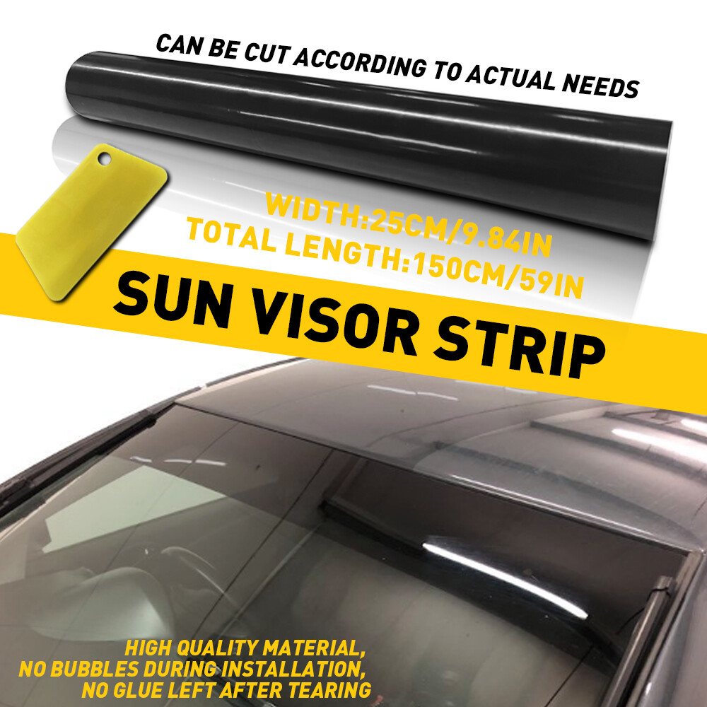60x10'' Car Window Tint Windshield Sun Visor Vinyl PVC Decal Strip Sticker Black