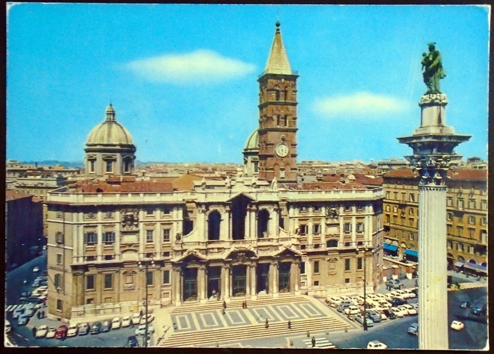 Papal Basilica of Saint Mary Major, Piazza, Statue, Rome, Italy