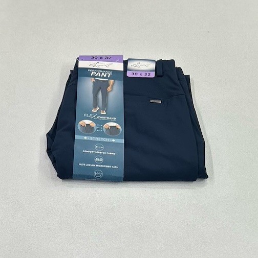 Greg Norman Men’s Performance Flex Waistband Snap Button Pants, Blue, Size 30x32