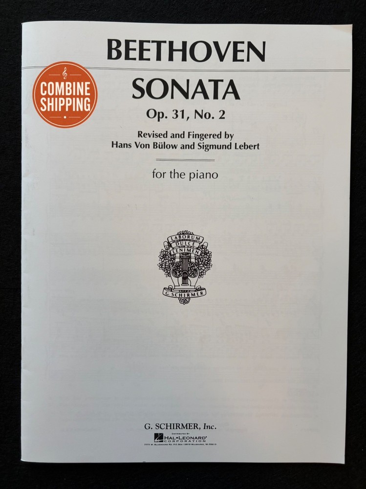 Beethoven Tempest Sonata Op 31 No 2 Piano Sheet Music Schirmer Ludwig Van