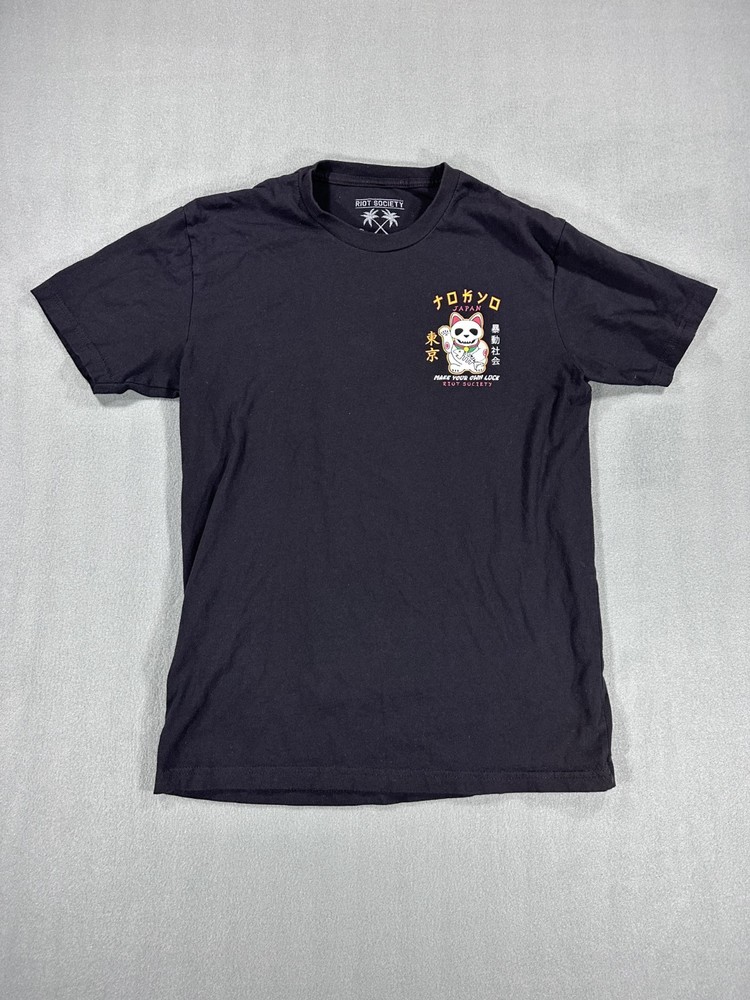 Riot Society “Make Your Own Luck” T-Shirt Men’s M Black Tokyo Japan Streetwear