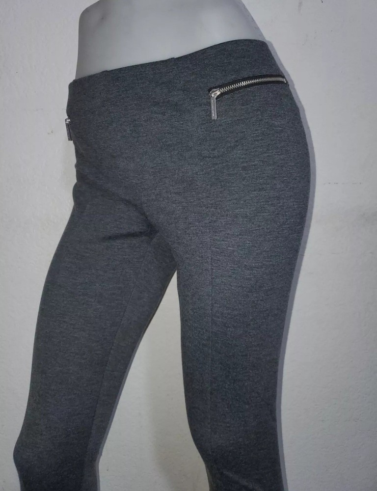 Michael Kors Women’s Skinny Ankle Pants Gray Pockets Logo Zippers Size (2)