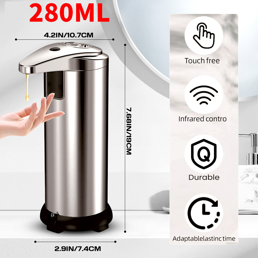 1-2PACK 280ML Touch-Free Automatic IR Sensor Liquid Soap Pump Dispenser US STOCK