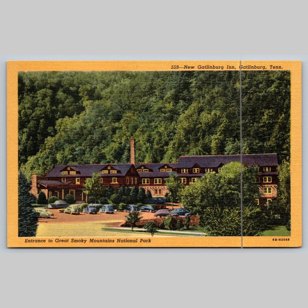 Postcard New Gatlinburg Inn Entrance Great Smoky Mountains National Park