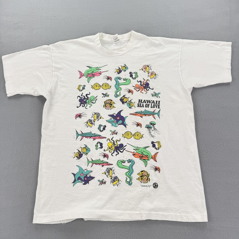 Vintage Hawaii Sea Of Love Shirt Mens XL Cartoon Fish Ocean Graphic 90s Tee