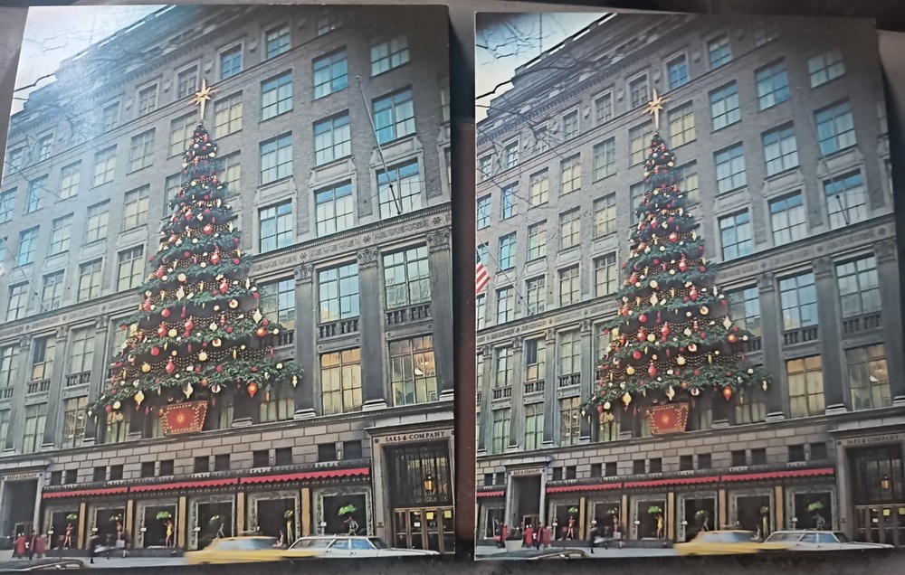 Rare 1960's Christmas At Saks Fifth Avenue Rockefeller Center NYC Postcards
