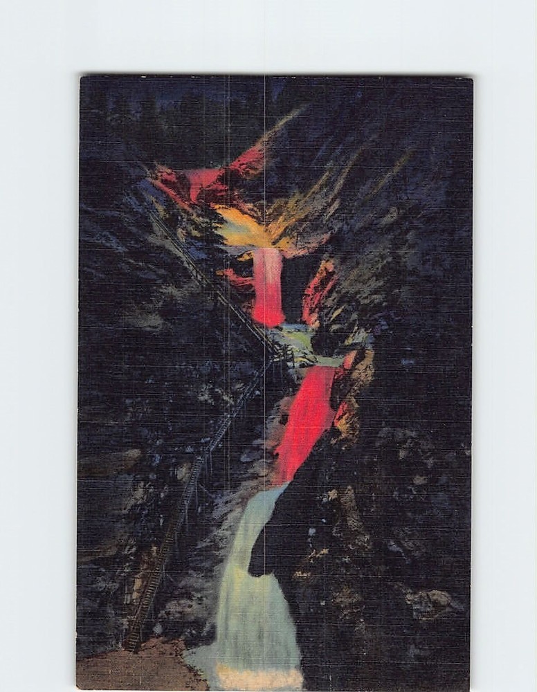 Postcard Seven Falls South Cheyenne Canyon Illuminated At Night Colorado USA