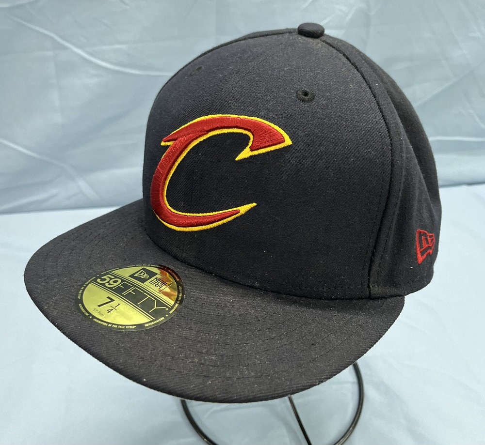 NEW ERA 59 FIFTY Black CANVAS Cleveland Cavaliers BASEBALL HAT/CAP Sz 7 1/4