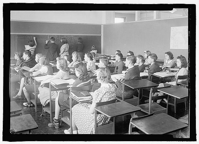 Photo:Rockville High School Classroom Students at Blackboard c1936