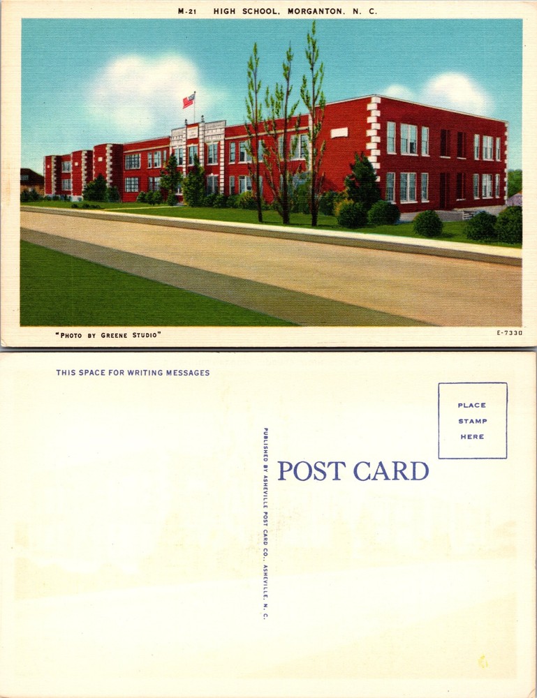 High School Building Morganton North Carolina NC Postcard