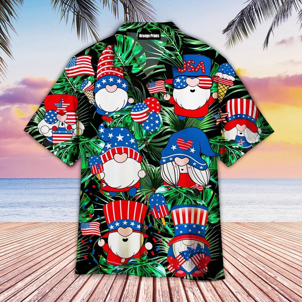 4Th Of July Happy Independence Day Gnomes Dancing Hawaiian Shirt 4th Of July