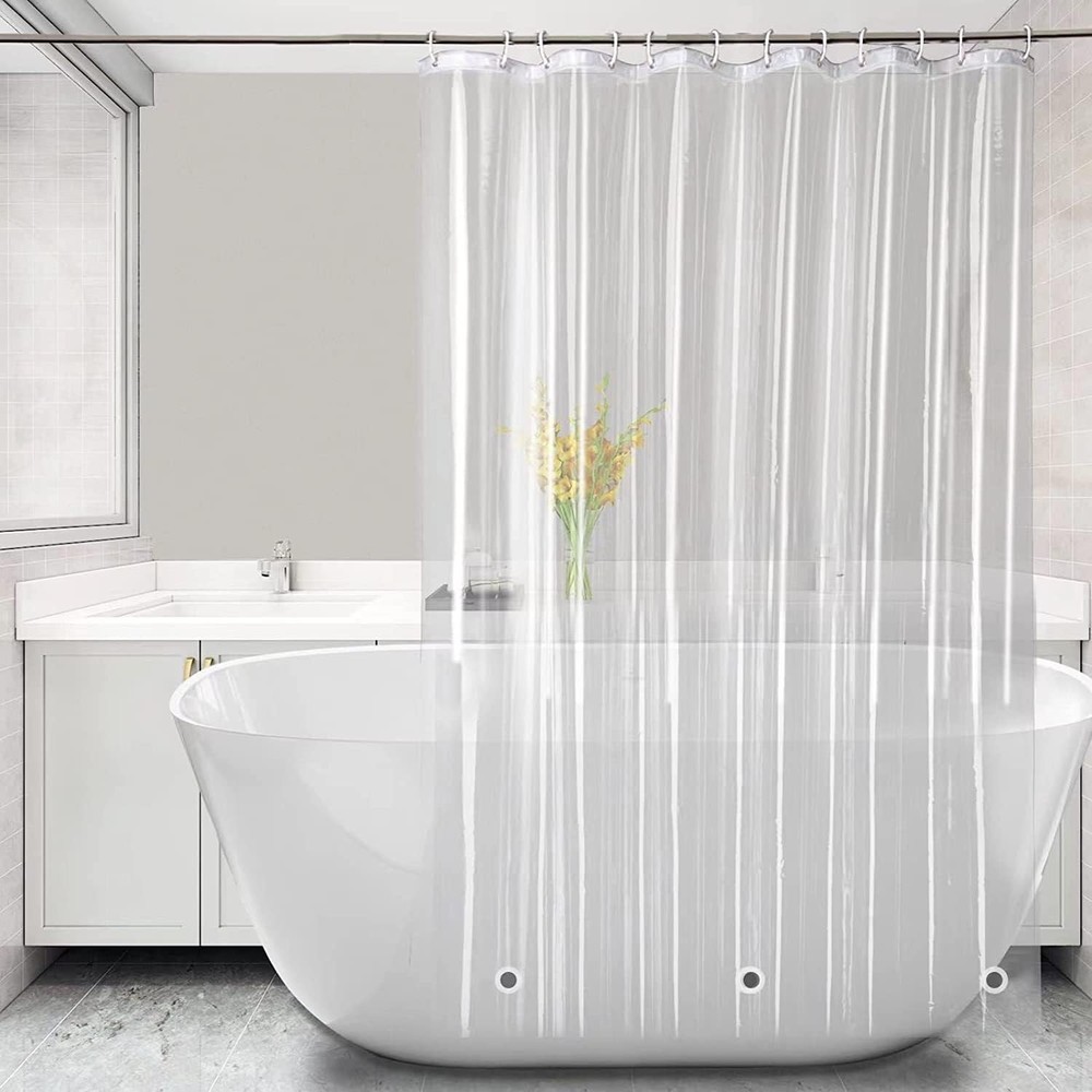 Clear Long Shower Curtain Liner 76 inches Heavy Duty Weighted Thick PEVA 72