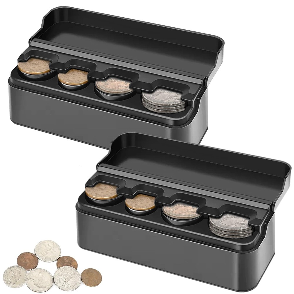 2 Pack Car Coin Change Holder Organizer Storage Universal for Car SUV Trucks