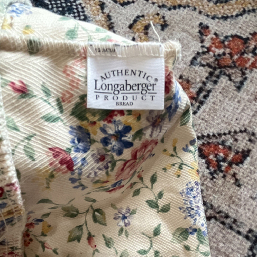 Longaberger Bread Basket Liner/Protector Floral Fabric with Ruffle