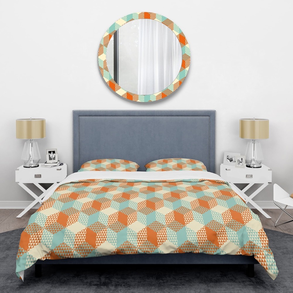 Designart 'Retro Hexagon Pattern VIII' Mid-Century Duvet