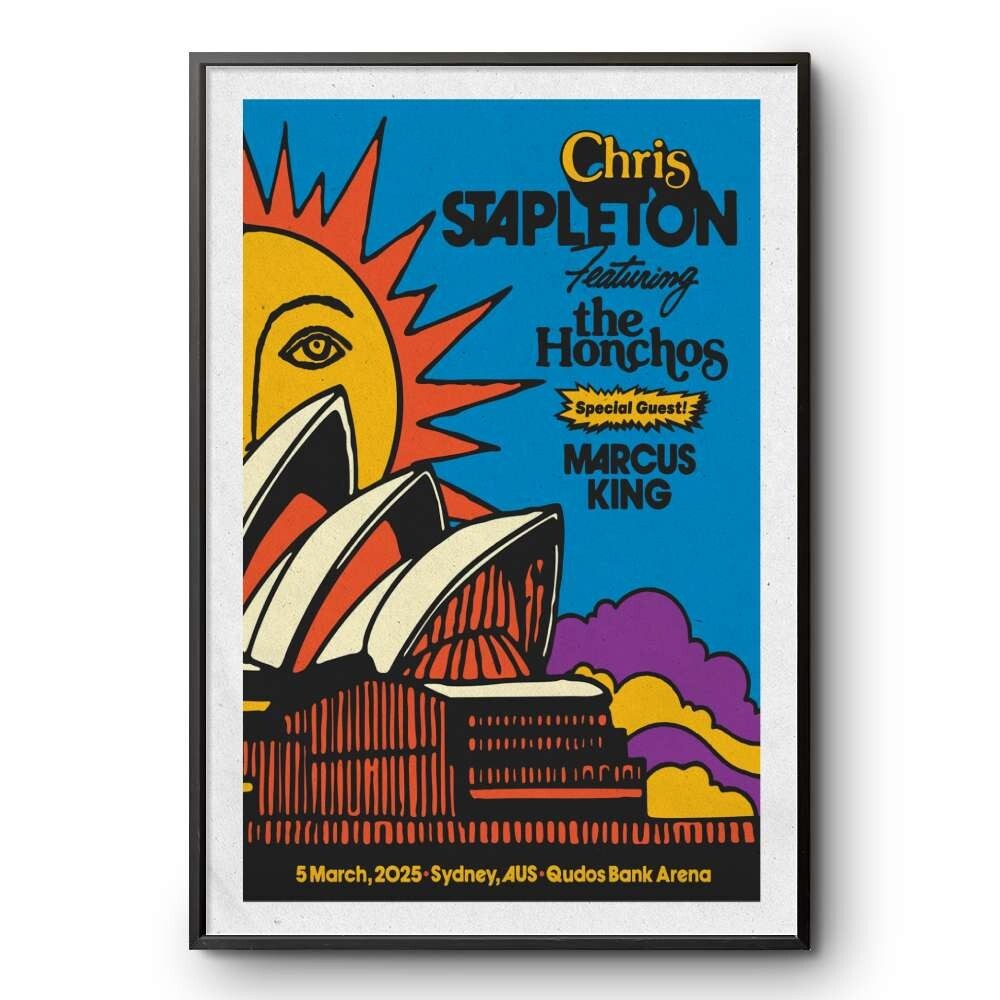 Chris Stapleton 2025 Sydney Tour Poster - Music Wall Art Decor