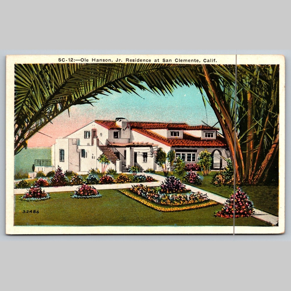 Postcard Ole Hanson Jr. Residence San Clemente California