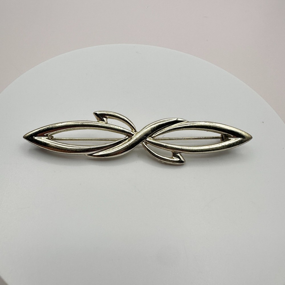 Vintage 90s Silver Tone Abstract Brooch Pin Women's Classic Jewelry