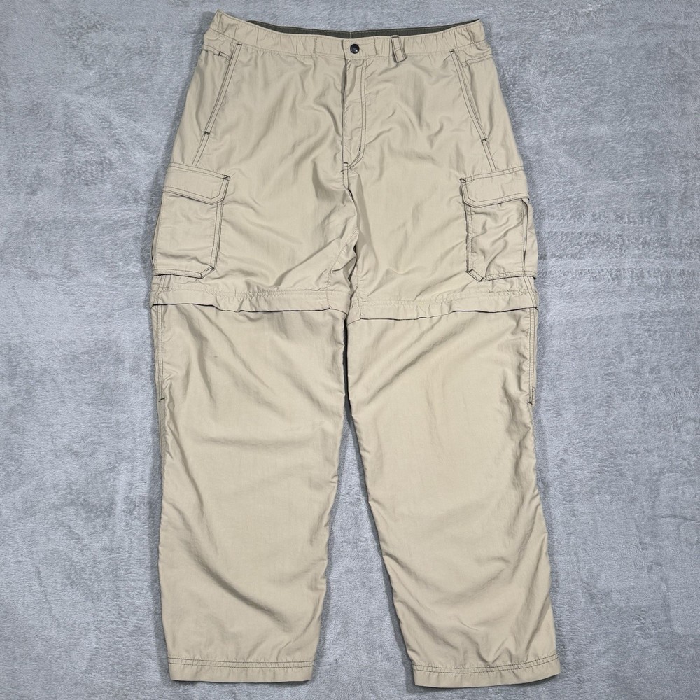 REI Convertible Cargo Pants Mens L 34x30 Beige Hiking Zip Off Gorpcore Baggy
