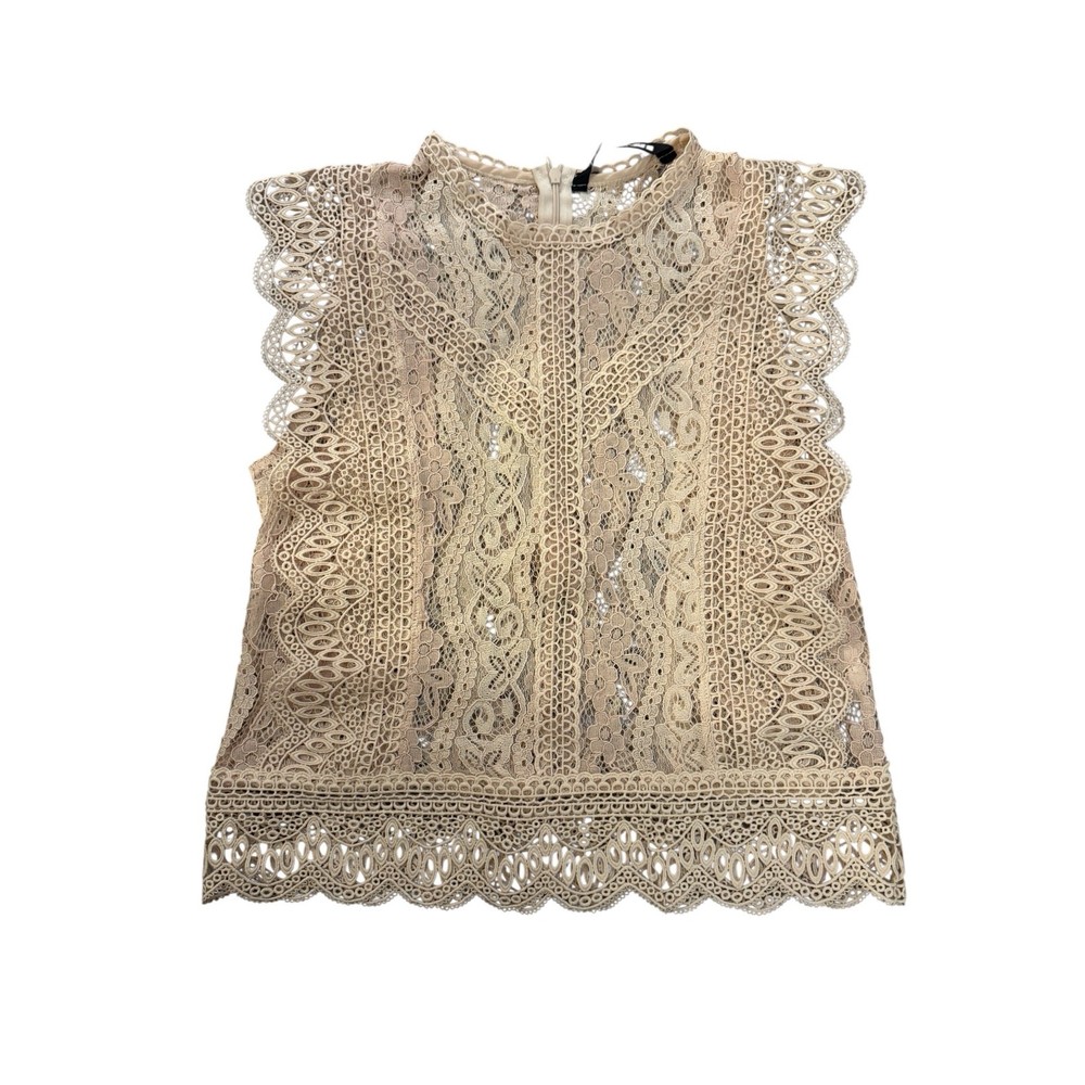 Zara blush lace sleeveless blouse sz S